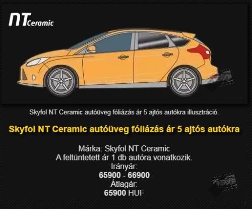 Skyfol NT Ceramic autó üvegsötétítés ár, allépés: 2. illusztráció
